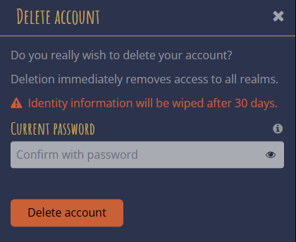 Delete Account dialog.